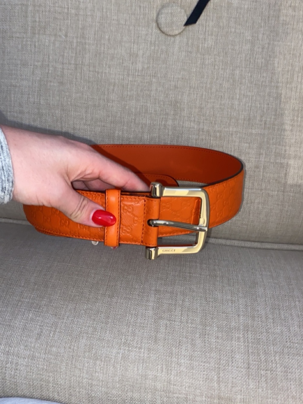 Gucci Microguccissima Orange Leather Belt 80/32 NWOT